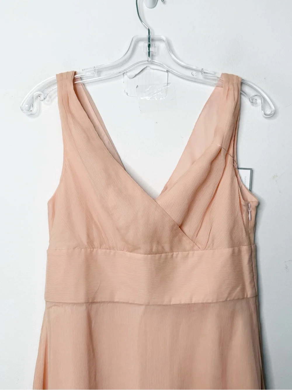 NWT J. CREW | Sleeveless V-Neck Light Peach 100% Silk A-Line Midi Dress Sz. 8